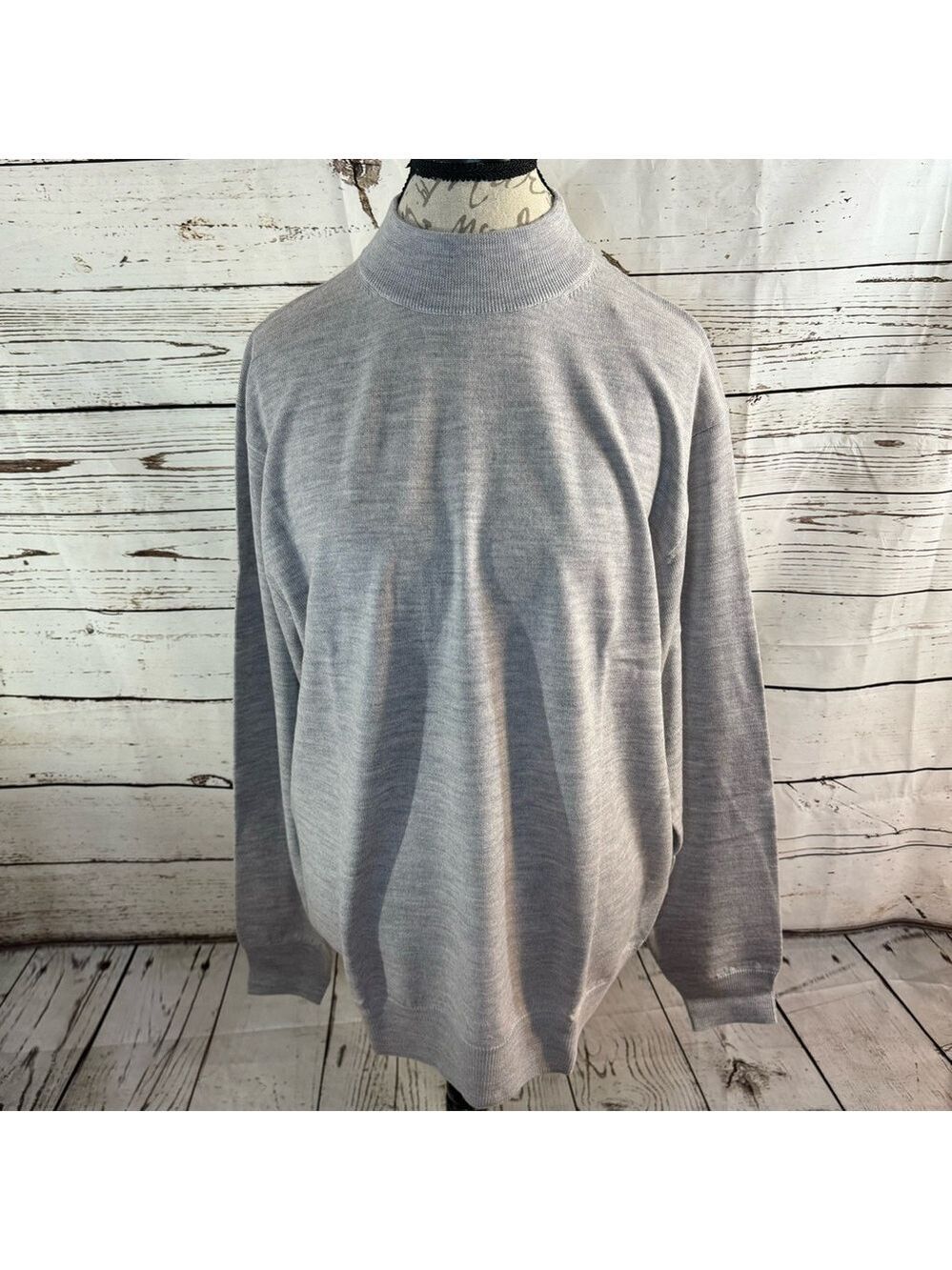 Peter Millar Merino Wool Mock Neck Sweater Ash Gray XL
